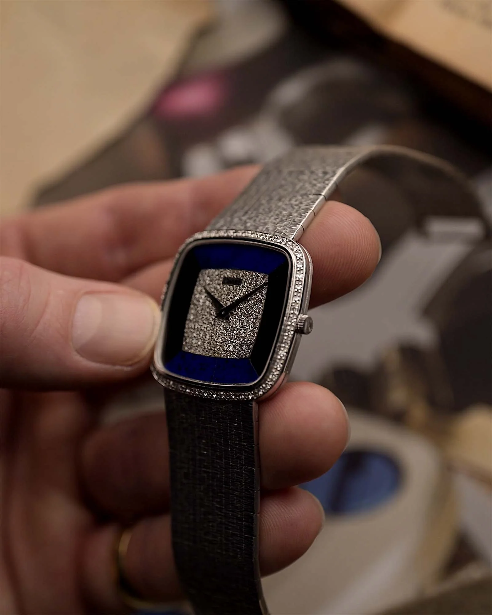 Piaget Square 9775 Lapis Onyx Diamond 1970s - Image 4